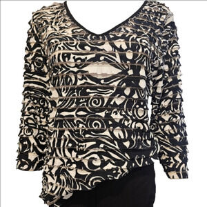 Saint Tropez West 3/4 Sleeve V-Neck Blouse Size XL